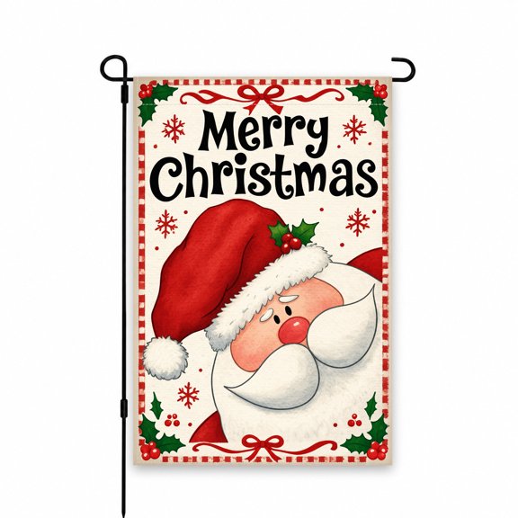 Merry Christmas Garden Flag 12 x 18 Inch - Festive Santa Design for Holiday Outdoor Decor, Perfect for Yard, Lawn, Patio, or Porch Decorations
