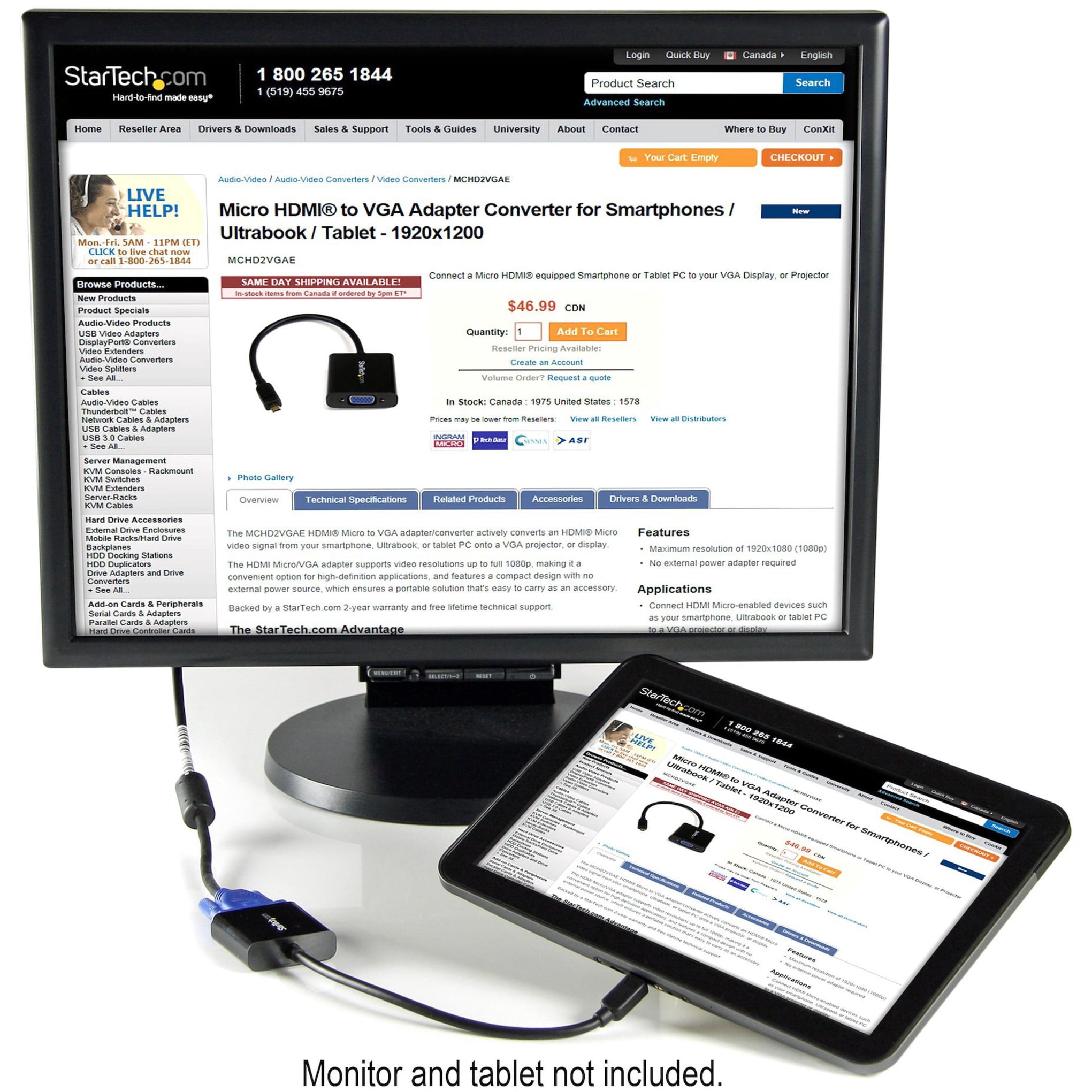 StarTech.com MCHD2VGAE2 Micro HDMI to VGA Adapter Converter for Smartphones / Ultrabook / Tablet - 1 pack