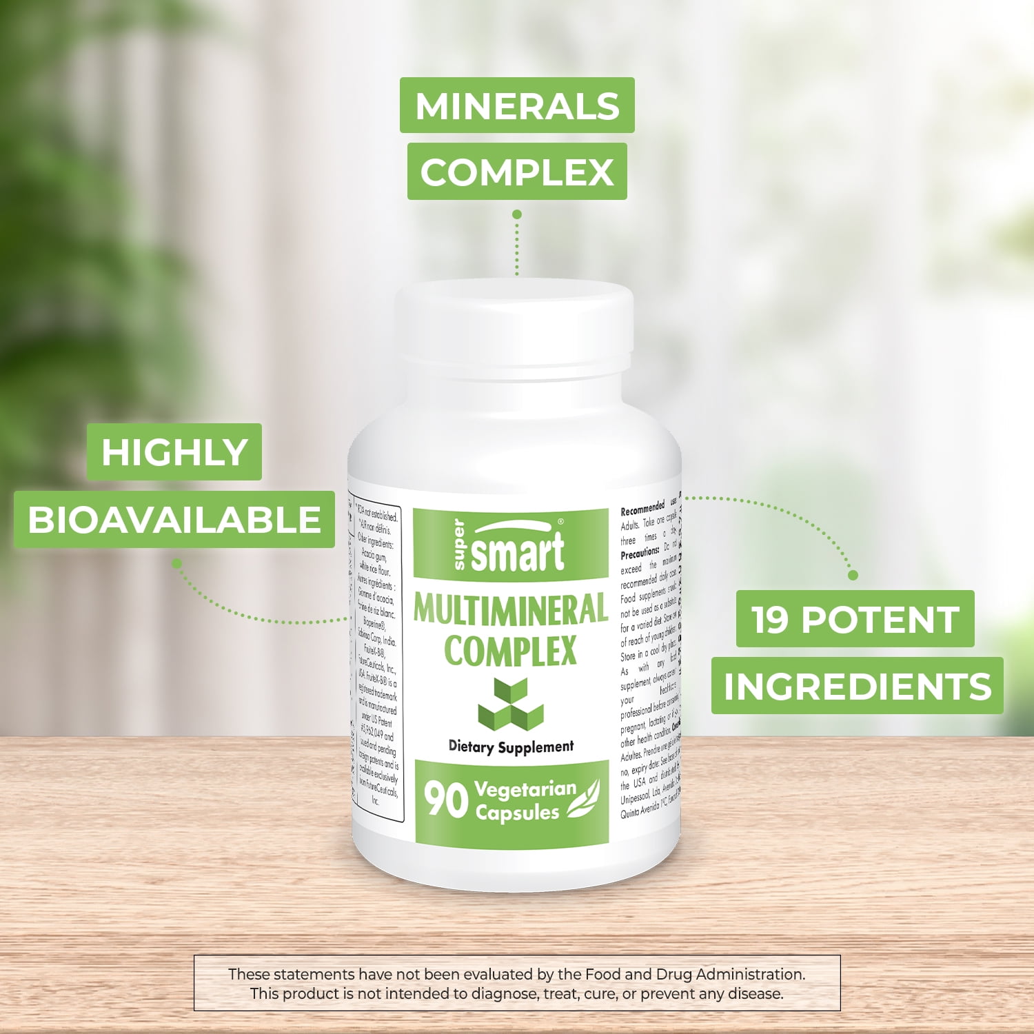 SuperSmart Multimineral Complex Supplement (Full Spectrum) - with Magnesium, Zinc, Boron, Calcium, Chromium, Selenium, Iodine, Potassium | Non-GMO & Gluten Free - 90 Vegetarian Capsules