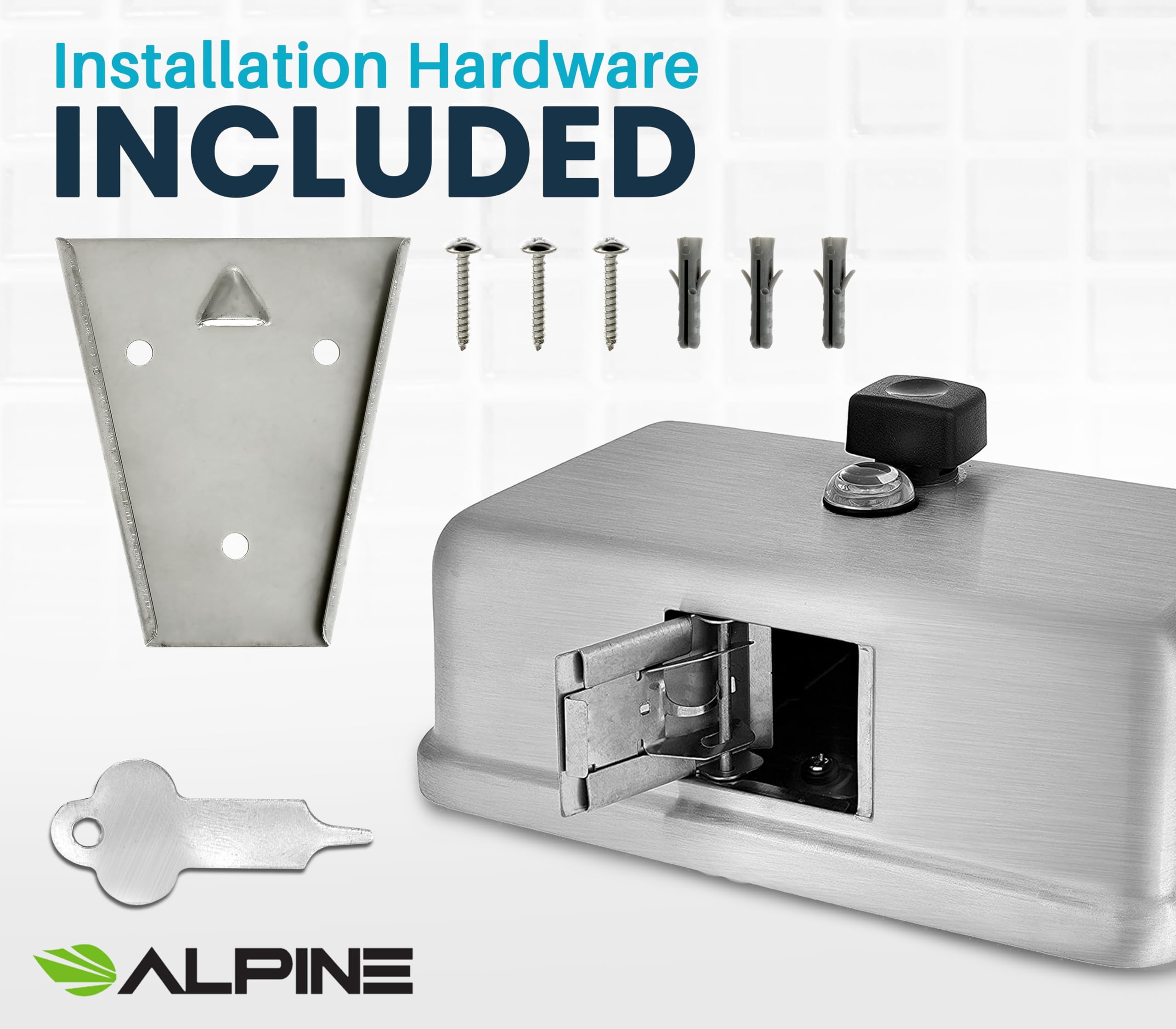 Alpine Stainless Steel Soap Dispenser Wall Mount - Commercial Liquid Soap Dispenser Perfect for Bathroom, Kitchen, Refillable 1200 ml ADA Compliant (Horizontal)