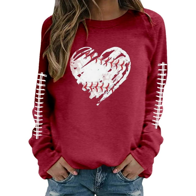 HUITKMM Chandails d'Automne pour Femmes Chandail à Manches Longues Col Rond Imprimé Football Chandail Décontracté pour Usage Quotidien et Activités Sportives Chemise Athlétique Douce et Confortable