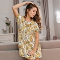 thumbnail image 3 of Easygdp Groovy Hippie Flower Mushrooms Camisón de manga corta para mujer, informal, estampado, 3 of 6