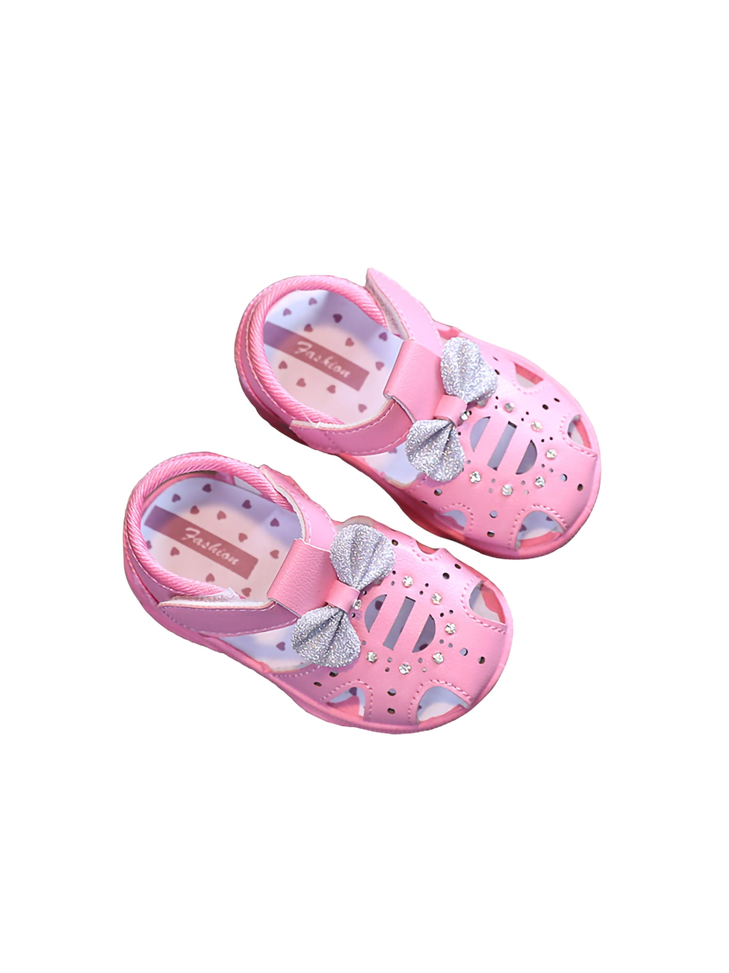 Baby girl baby soft bottom shoes Velcro hollow breathable princess shoes toddler