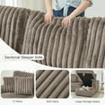 thumbnail image 6 of Convertible Sleeper Sofa with Storage Chaise, USB & Type-C Charging Ports, Pull-Out Bed, Soft Corduroy, Wooden Frame,for Living Room, 6 of 8