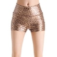 thumbnail image 2 of Women's High Waisted Baggy Shorts Pants Leggings Tight Belly Imitation Leather Leopard Print Casual Summer Jean Shorts S-M, 2 of 8