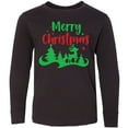 thumbnail image 3 of Inktastic Merry Christmas, Reindeer, Christmas Tree, Stars Long Sleeve Youth T-Shirt, 3 of 5