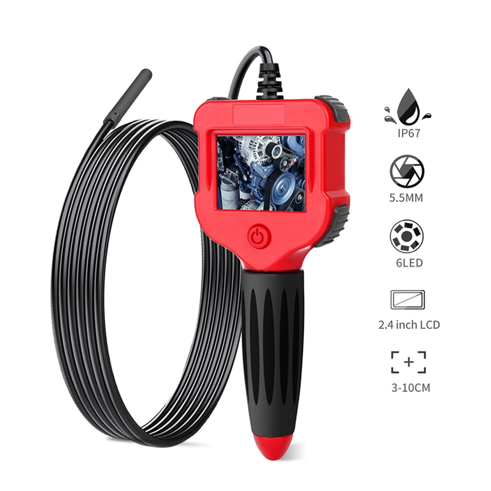 Hand-Held LCD Endoscope Camera Digital Inspection Camera 2.4 Inch Video Borescope 720P HD With 6 LED 5.5mm Probe ,Various Applicable
