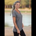thumbnail image 4 of Camiseta Informal con Cuello en V para Mujer, Gris, Talla S, 4 of 8