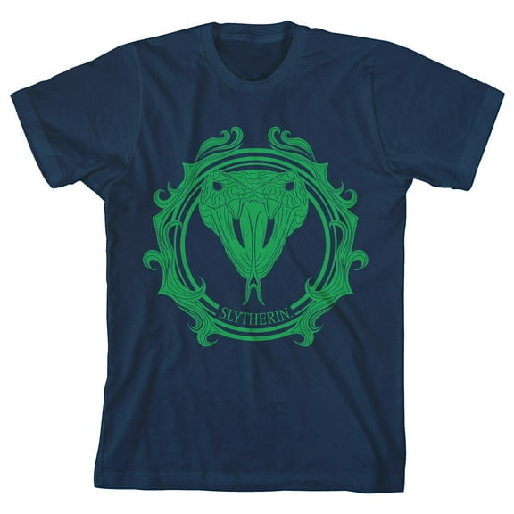 Harry Potter Slytherin Emblem Youth Boys Navy T-Shirt-Small