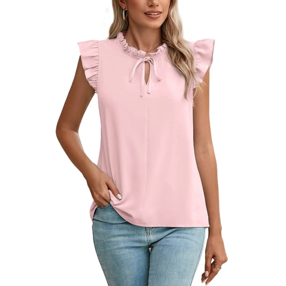 Chiclily Womens Summer Tops Short Sleeve V Neck Blouse Pink Large Loose Casual Drawstring Work Shirts