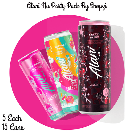 Alani Nu Energy Drink – Cherry Bomm, Sherbet Swirl & Pink Slush (15 Cans, 12 fl oz)