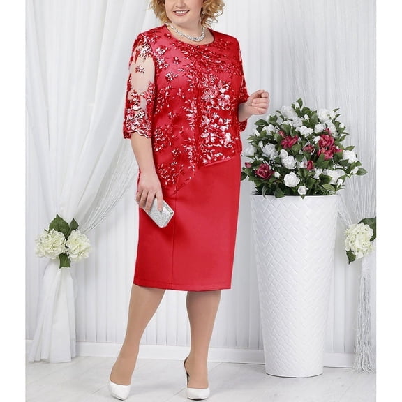 Elegant lace printed plus size dress  Elegant banquet party skirt