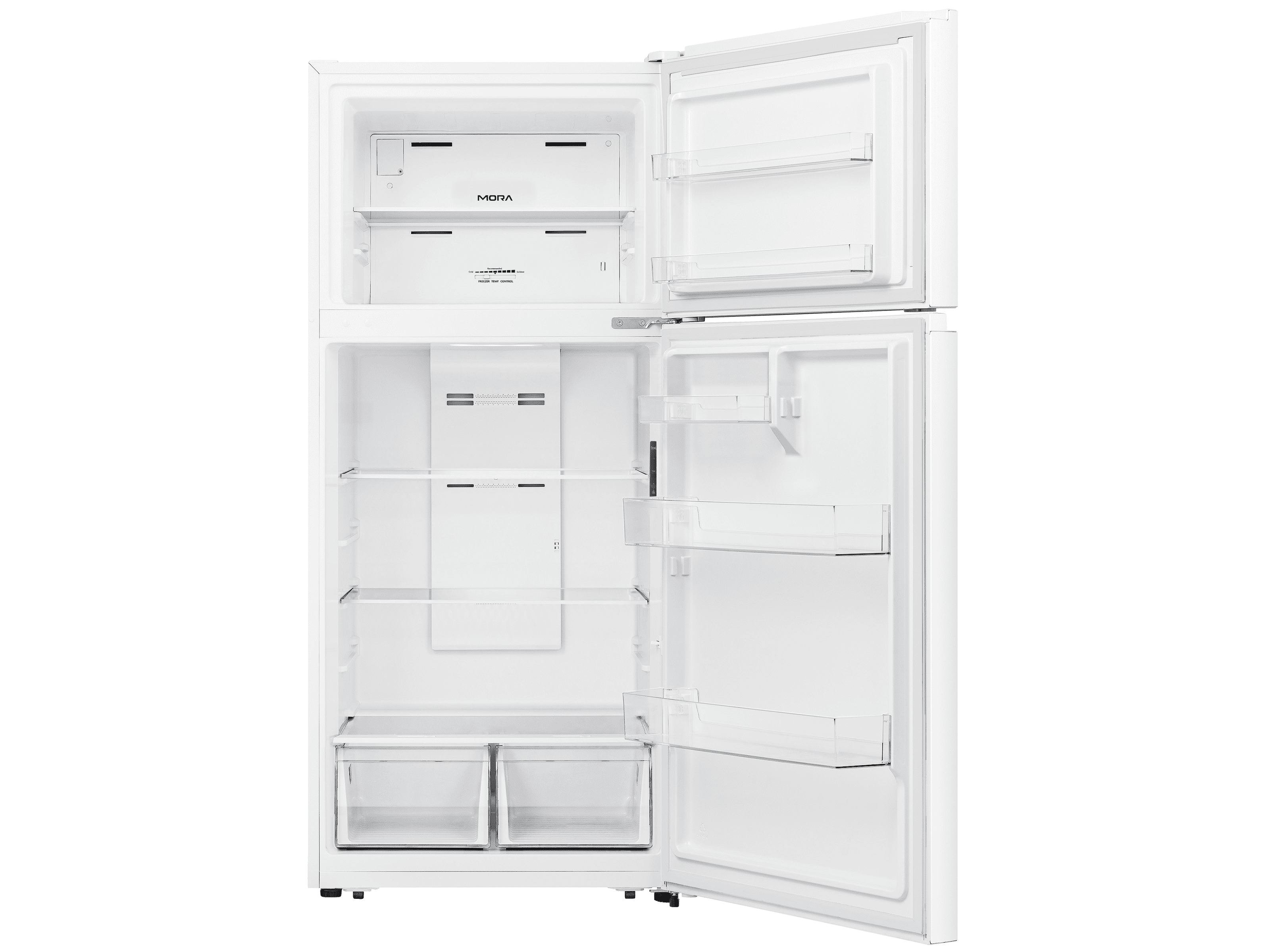 Mora 18 Cu. ft. Top Mount Refrigerator, Standard Door Style, New - White, LED Lighting, MRT180N6AWD