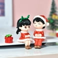thumbnail image 4 of Abbracc 2Pcs Cute Christmas Couple Figurines Statue Tabletop Home Decor Kid Red, 4 of 9