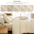 thumbnail image 6 of Payda 3PC Microfiber Knitted Jacquard Waffle Weave Striped Comforter for All Season （Beige，King）, 6 of 6