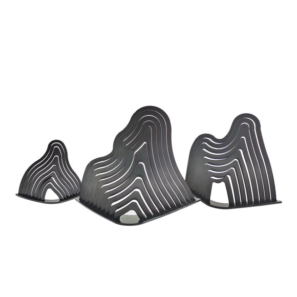 FixtureDisplays® Set of 3 Nesting Metal Iron Mountain Abstract Art, Tabletop Office Garden Décor