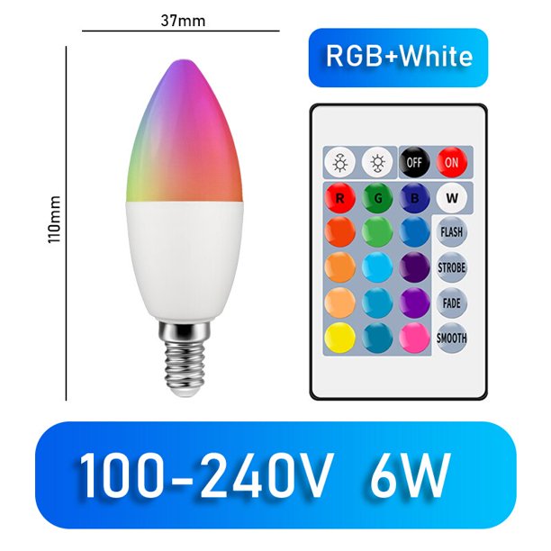 Bombilla LED inteligente con control remoto por infrarrojos, luz blanca RGB, 5 piezas, E27, GU10, E14, B22, AC100-240V, adecuada para iluminación de fiesta en casa