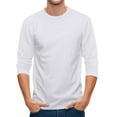 thumbnail image 6 of Resicozy 3/4 Sleeve Shirt for Men Solid Color Crew Neck Baseball T-Shirts Fall Fashion T Shirts Casual Loose Fit Tees White XL, 6 of 7
