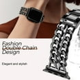 thumbnail image 4 of Dwitch iWatch Bands for Women Compatible with Apple Watch Band 38mm 40mm 41mm Adjustable Metal Band Cowboy Steel Chain Bracelet for iWatch Series 9/8/7/6/5/4/3/2/1/SE,Black, 4 of 8