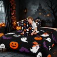 thumbnail image 4 of Homewish Halloween Witch Spooky Animal Full Size Comforter Sets, Pumpkin Lantern Ghost Bedding Comforter Set, Black Orange Purple White, Black Reversible, 3-Piece 1 Comforter and 2 Pillowcases, 4 of 6