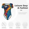 thumbnail image 4 of Gaeub Vibrant Rainbow Parrot Fantasy Print Women's Short Sleeve One Piece Swimsuit Sexy High-Waisted Bodysuit Bathing Suit for Swimming, Beach, Sports-Small, 4 of 7
