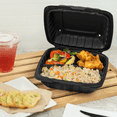 thumbnail image 4 of Karat Earth [200pcs - 8x8] 3-Compartment Mineral Filled PP Hinged Container - Black, 4 of 9