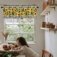 thumbnail image 6 of nqOlkjepod Sunflower Farmhouse Short Window Curtain Valances, Rustic Brown Country Star Black Checkered Rod Pocket Kitchen Valances for Living Room Bedroom Bathroom Cafe, 1 Panel - 42" x 18", 6 of 8