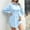 Blue, variant on Women's Formal Short Dresses Solid Color Long Sleeve Shirt Dress with Belted Waist