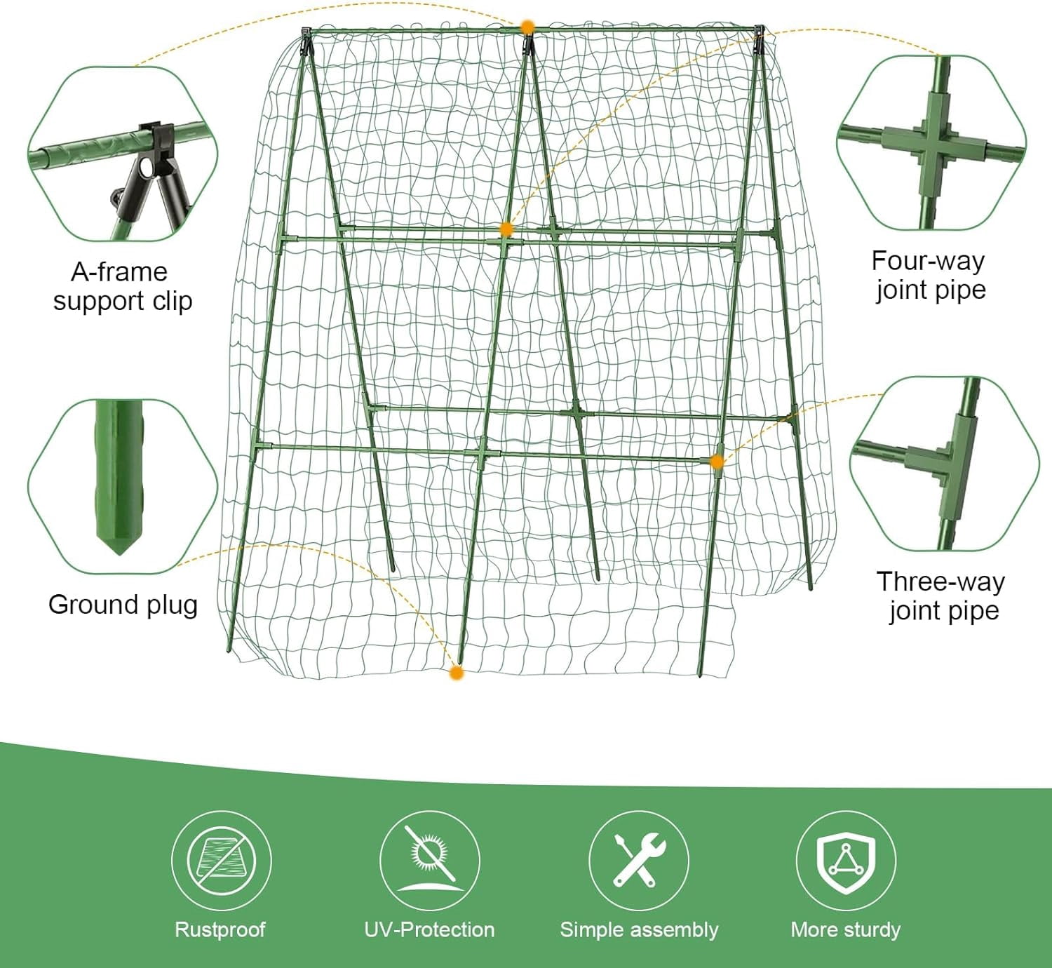 55" H x 36" W Cucumber Trellis for Raised Bed Garden, Cucumber Trelli for Climbing Plants Outdoor，A-Frame Vegetable Grow Supports, Tomato Plant Support for Tomato Squash Zucchini (1PC)