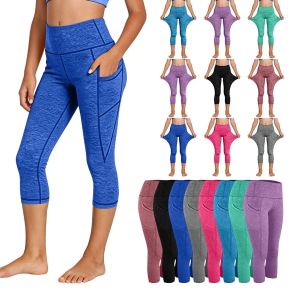Bixock Girls Leggings High Waist Yoga Pants with Pockets Kids Soild Color Soft Casual Capri Pant Workout Activewear Girls Clothings Size 6-7Years