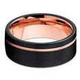 thumbnail image 2 of Black Tungsten - 8mm - Wedding Band - Rose Gold Tungsten Ring - Brush, 2 of 3
