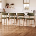 thumbnail image 6 of Bar Stools with Back Sets of 2, LEGAHOME 26"Counter Height Bar Stool, Modern Farmhouse Upholstered Bar Stool Chairs Set of 2 with Curved Back & Wood-Grain Metal Legs for 34"-39" Kitchen Island, Green, 6 of 7