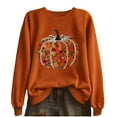 thumbnail image 2 of Yteetum Halloween Thanksgiving Sweatshirts for Women Pumpkin Print Crewneck Hoodless Sweatshirt Tops Womens Casual Halloween Pumpkin Print Round Neck Loose Fits Long Sleeve Sweatshirts Fall, 2 of 6