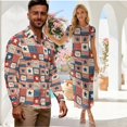 thumbnail image 2 of Psesaysky USA Flag Star Patchwork Couple Clothing Set Husband Wife Matched Clothes for Mens Shirts Sexy Bodycon Dress for Women Couple Patriotic Outfit for Independence Day, 2 of 6