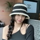 thumbnail image 5 of Gorro de pescador de paja de verano con circunferencia de la cabeza de 56-58cm, sombrilla femenina, gorro de lavabo, sombrero protector solar transpirable hueco, 5 of 5