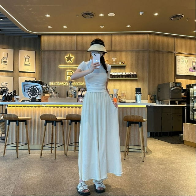 Culottes blancos para mujer, corte A, escote plisado, cintura alta, drapeado, pierna ancha