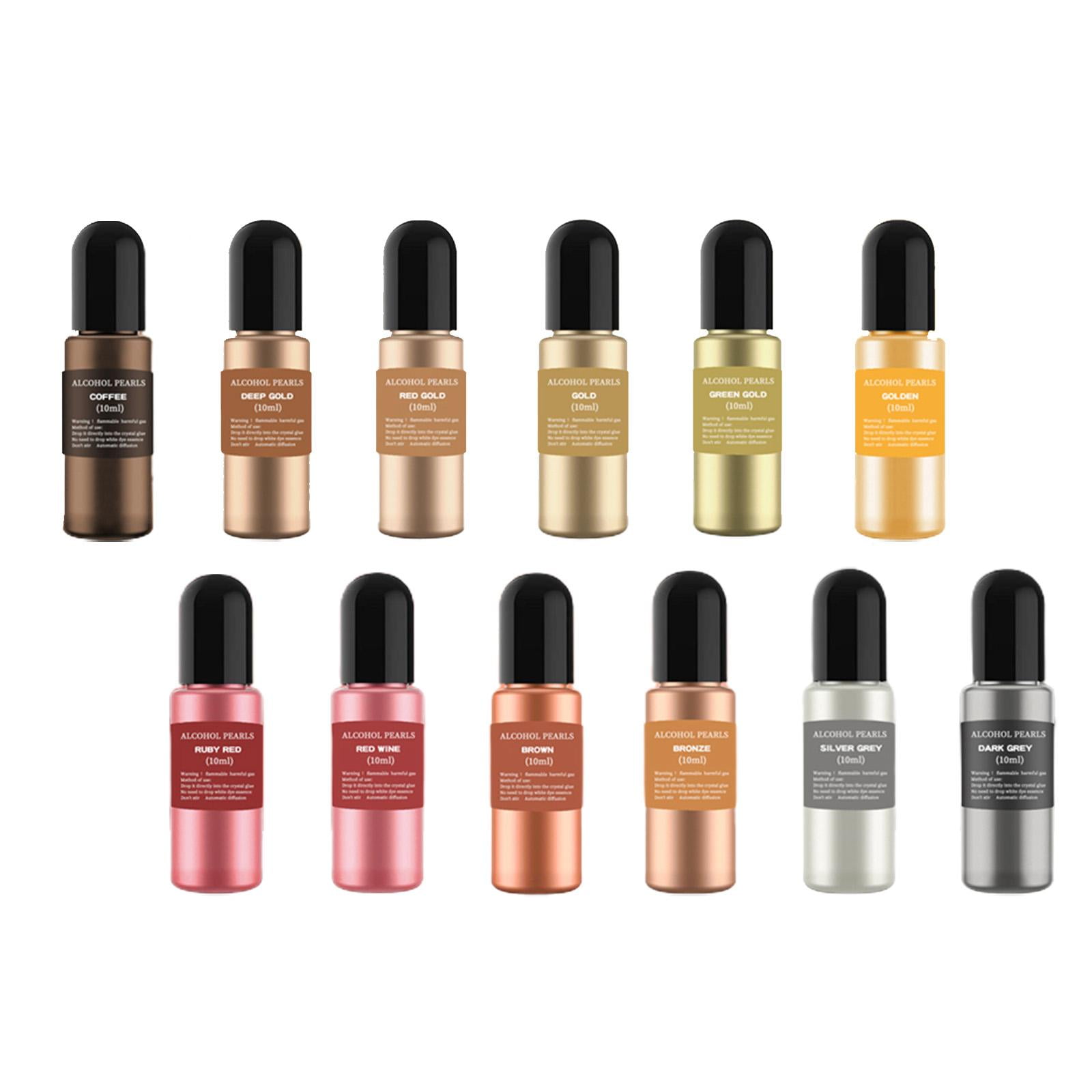 12 Color Ink Set, Epoxy Resin Pigment Liquid Dye 10ml Each Colorant Concentrated for Tumbler Making DIY Art Crafts Drawing