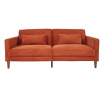Comfy Futon Sofa Corduroy Loveseat Couch with Pillow Cushion, Modern Sleeper Sofa Couch with Solid Leg for Living Room,Bedroom, Orange