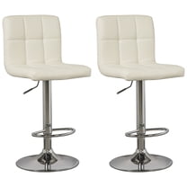 Signature Design by Ashley Bellatier Adjustable Upholstered Swivel Barstool, Set of 2, White