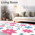 thumbnail image 2 of ODIKA 8'x10' Machine Washable Non-Slip Area Rug, Whimsical Winter Snowman and Poinsettia Medley with Frosted Leaf Design High Traffic Rug with Pad, Pink, 737935, 2 of 8