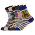 thumbnail image 1 of 5 pares de calcetines navideños de lana para mujeres y niñas, calcetines de punto gruesos y cálidos de reno 6-11 Adepaton CJWUS-2091, 1 of 2