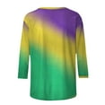 thumbnail image 5 of Gamivast Womens Mardi Gras Sweatshirts Striped 3/4 Sleeve Funny Graphic Pullover Fitted Crewneck Tunic Casual Tops Holiday Carnival Party Outfits 2026, 5 of 6
