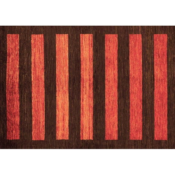 Ahgly Company Indoor Rectangle Abstract Orange Modern Area Rugs, 8' x 10'