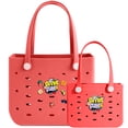 thumbnail image 2 of NUOYI PIEIN 2 Sets M+S Women's EVA Beach Bag with Decorative Accessories, Waterproof Daily Leisure Shopping Tote Bag, 2 of 7