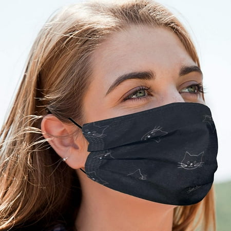 50pcs Face Mask Disposable Face Masks Safety Soft Breathable Elastic Ear Loop Face Masks for Women and Men Daily Comfy Mask(cute cat, 50)