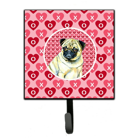 Pug Hearts Love and Valentines Day Portrait Leash or Key Holder