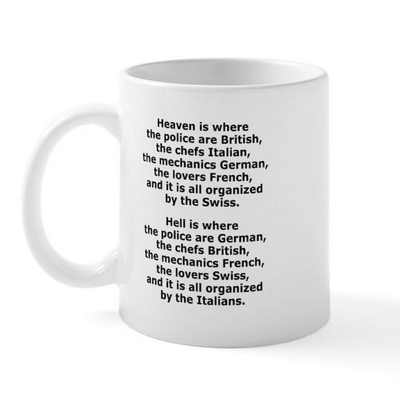 CafePress - Heaven And Hell Mug - 11 oz Ceramic Mug - Novelty Coffee Tea Cup
