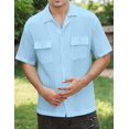 thumbnail image 3 of Mens Casual Shirts Short Sleeve Button Down Shirts Fashion Textured Summer Beach Shirt, 3 of 5