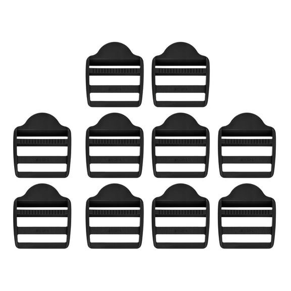 10 Pack Plastic Ladder Slider, 2 inch(50mm)Backpack Buckles Tri-Glides Backpack Clips, Adjustable Lock Buckles Replacement for Belt Backpack Straps Parts, Black