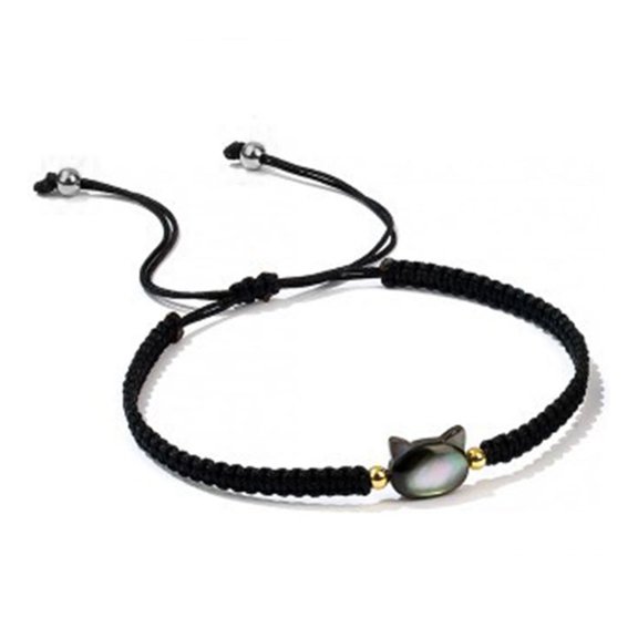 Necvior Cat Charm Bangle Handwoven Wrist Link Chain Party Accessories for Girls Women